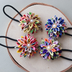 着物を身近に♡アンティーク着物生地の半くすヘアゴム つまみ細工 着物