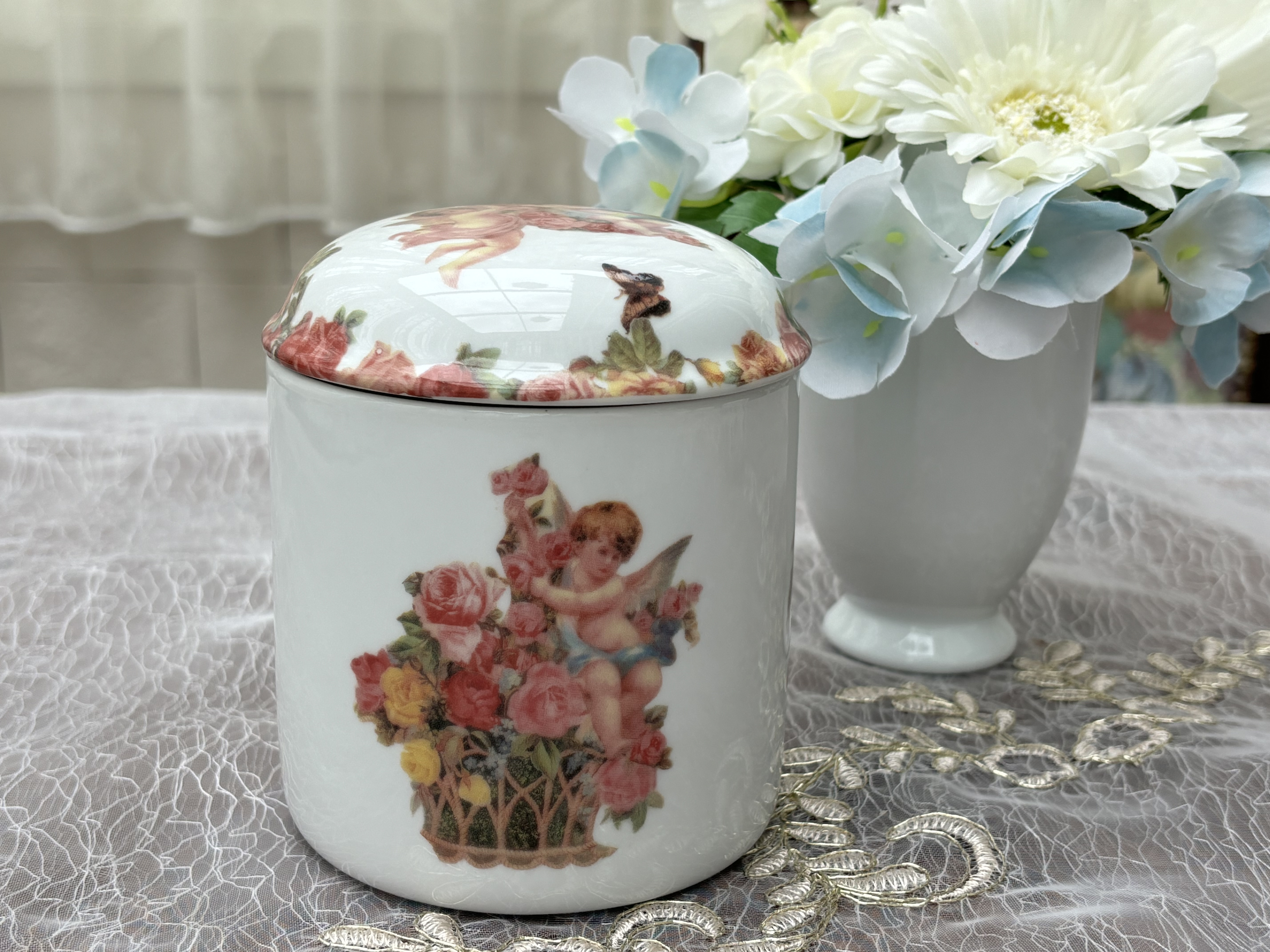 即納！メモリアルポット【et toi  】エトワ…あなたとずっと一緒に・天使と薔薇・骨壷・分骨3寸❤︎