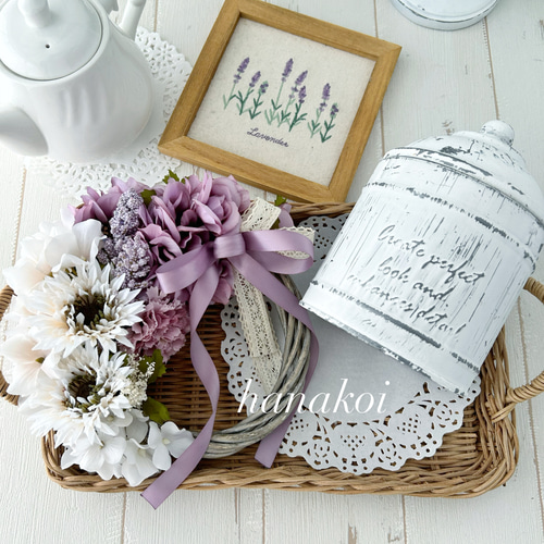 くすみパープルとシルバーグレーのハーフリース 2種類のリボン