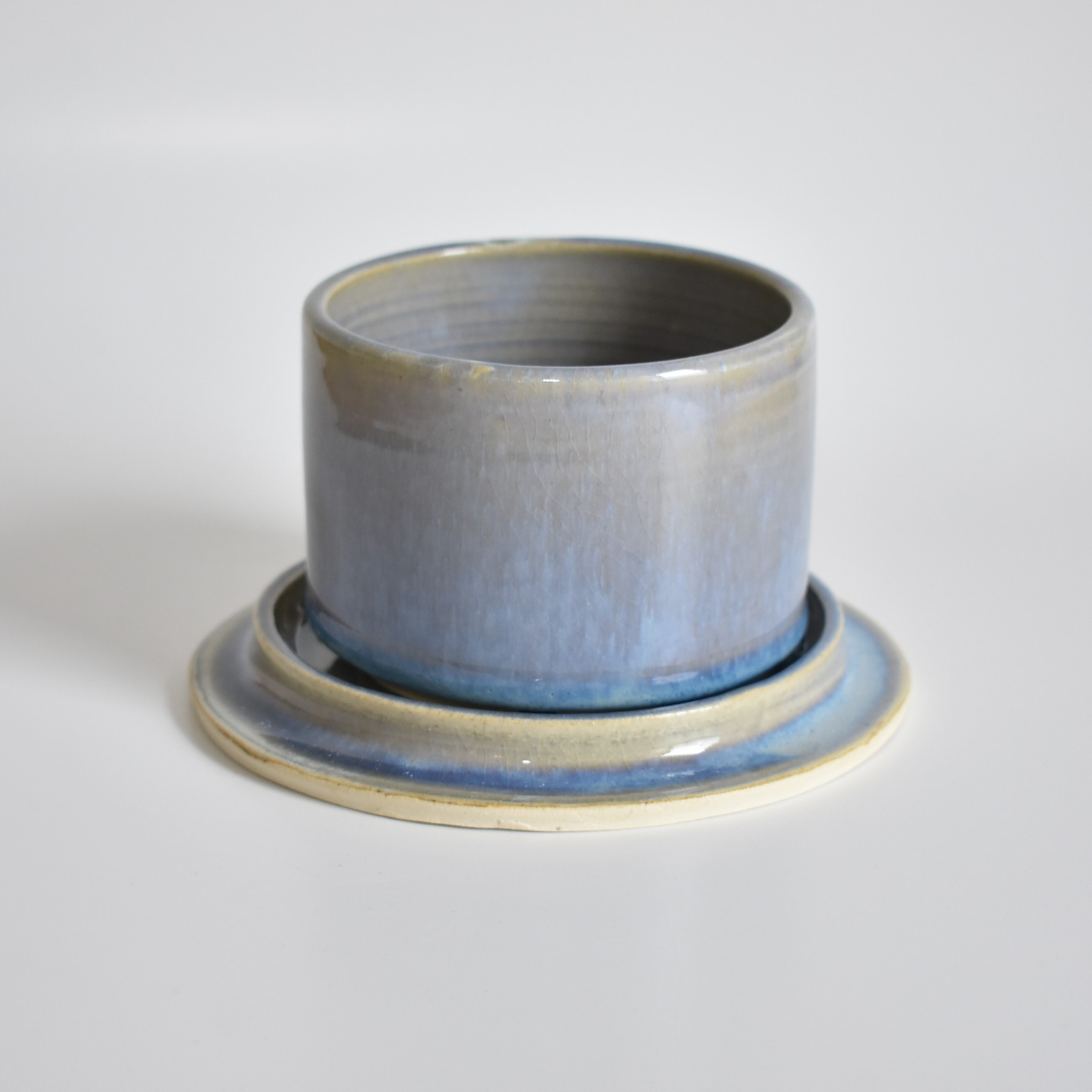 植木鉢C0901(水色/青/白/光沢)