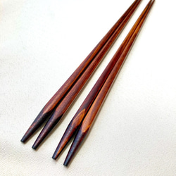 《数量限定》摺り漆のシンプルな菜箸(糸なし)2膳セット 2枚目の画像