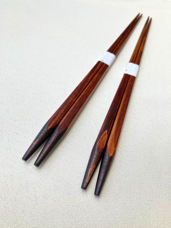 《数量限定》摺り漆のシンプルな菜箸(糸なし)2膳セット 4枚目の画像