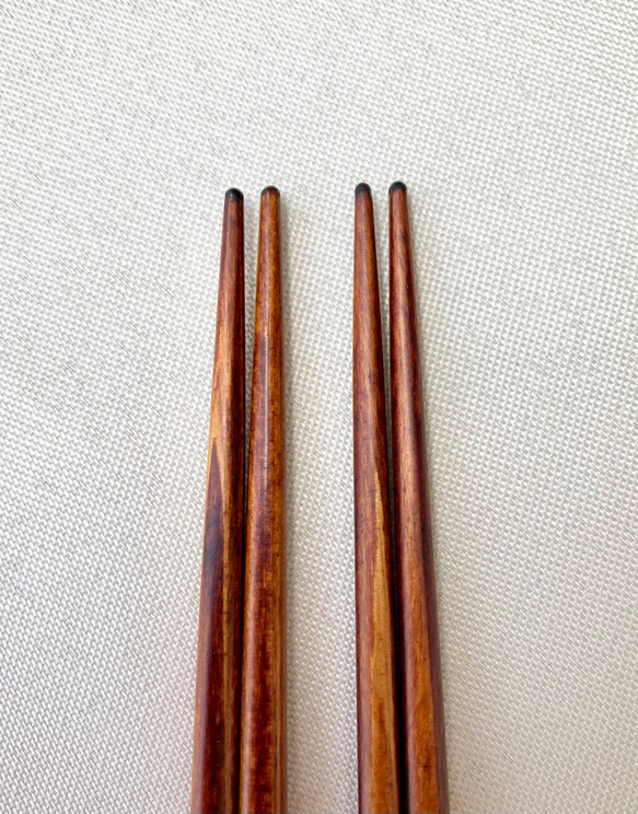 《数量限定》摺り漆のシンプルな菜箸(糸なし)2膳セット 6枚目の画像