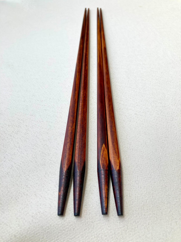 《数量限定》摺り漆のシンプルな菜箸(糸なし)2膳セット 7枚目の画像