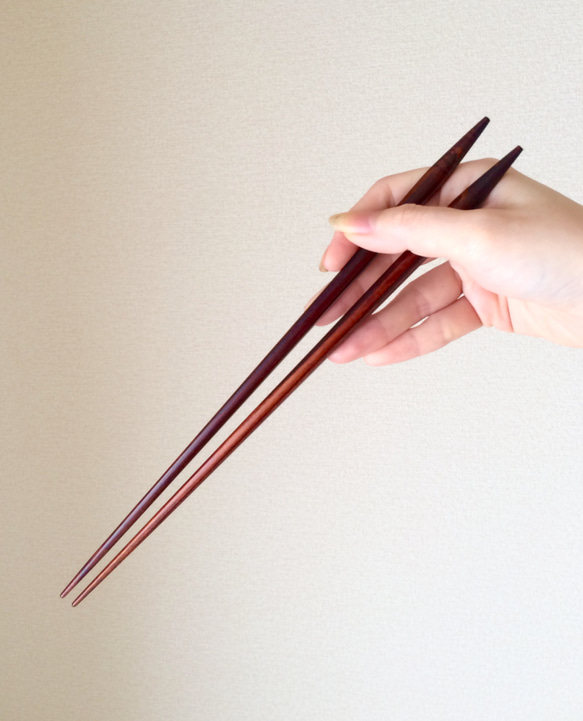 《数量限定》摺り漆のシンプルな菜箸(糸なし)2膳セット 9枚目の画像