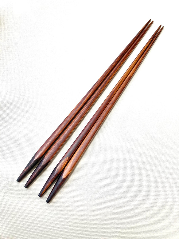 《数量限定》摺り漆のシンプルな菜箸(糸なし)2膳セット 1枚目の画像