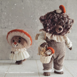 蘑菇棕熊と蘑菇栗鼠の羊毛物語コレクション人形 2枚目の画像