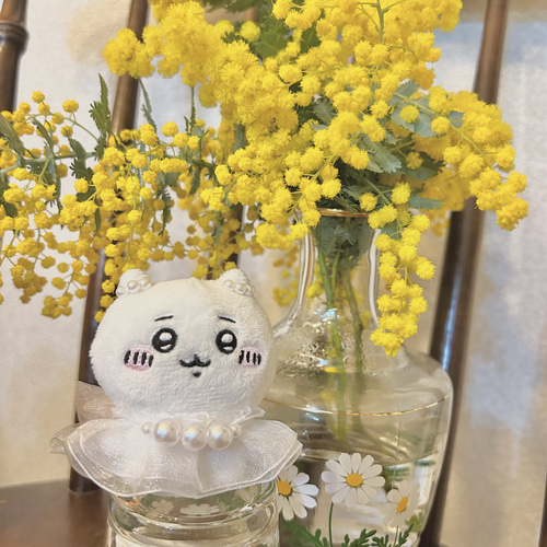 ちいかわお座りぬいぐるみ オーガンジードレス ぬい服 ぬいぐるみ しろ