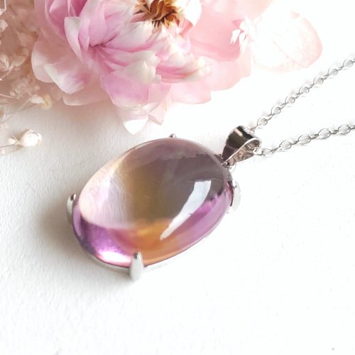 大きな アメトリン 18×13㎜ うるうる 天然石 ネックレス S925