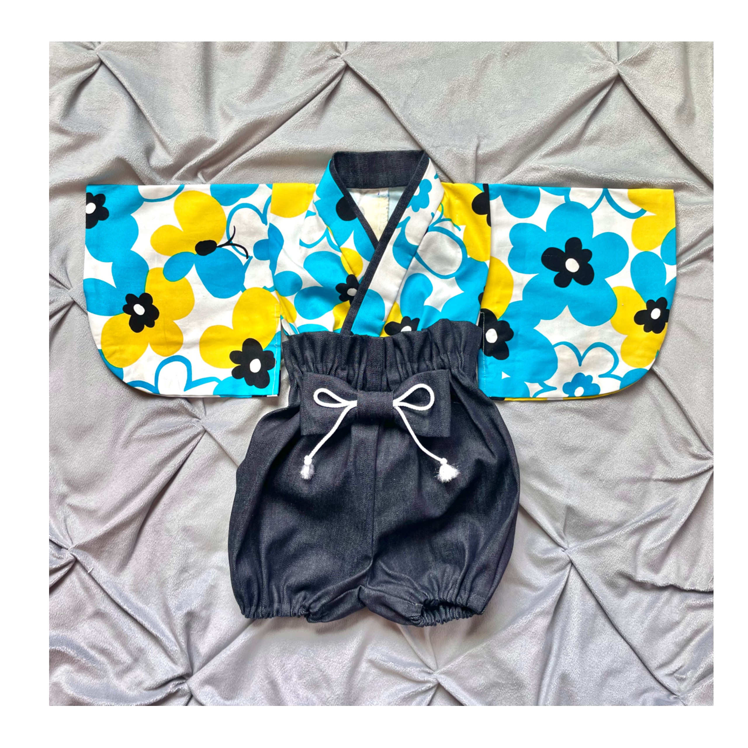 ベビー袴　蒼華デニム