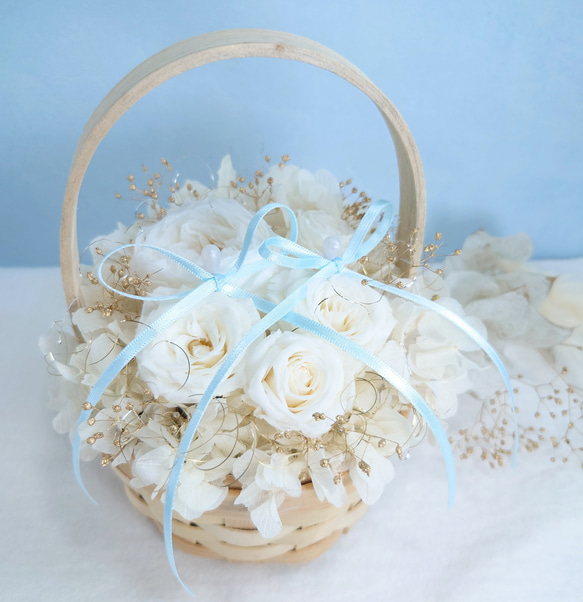 Fleurs de mariage アンティークローズ 【basket】 Classical white 3枚目の画像