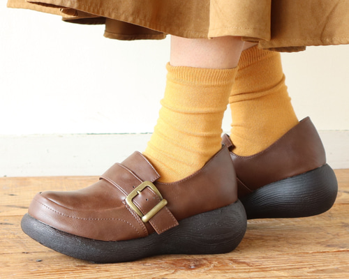 マニッシュローファー | 厚底 ローファー エナメル 甲高 幅広