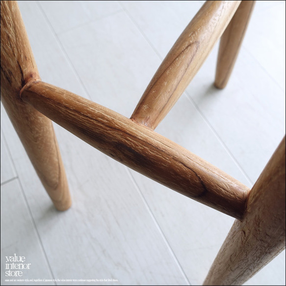 チーク無垢材 スツールCirT / N02 椅子 イス ナチュラル カフェチェア 無垢材スツール ナチュラル 手作り家具 4枚目の画像