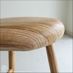 チーク無垢材 スツールCirT / N02 椅子 イス ナチュラル カフェチェア 無垢材スツール ナチュラル 手作り家具 3枚目の画像