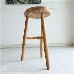 チーク無垢材 スツールCirT / N02 椅子 イス ナチュラル カフェチェア 無垢材スツール ナチュラル 手作り家具 5枚目の画像