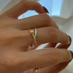 一粒パールリング　ダブルカラー　s925　フリーサイズ　指輪　韓国　結婚式　入学式　フォーマル　アレルギー対応　小粒 6枚目の画像