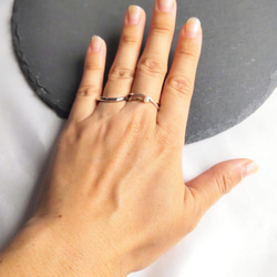 一粒パールリング　ダブルカラー　s925　フリーサイズ　指輪　韓国　結婚式　入学式　フォーマル　アレルギー対応　小粒 9枚目の画像
