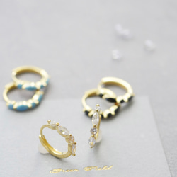 《涼しげブルー×透明感》アクアマリン ワンタッチフープピアス／イヤリング ゴールド　夏アクセサリー 10枚目の画像