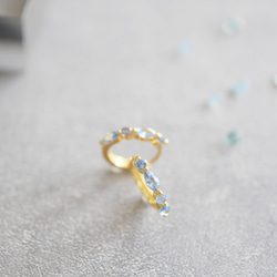 《涼しげブルー×透明感》アクアマリン ワンタッチフープピアス／イヤリング ゴールド　夏アクセサリー 12枚目の画像