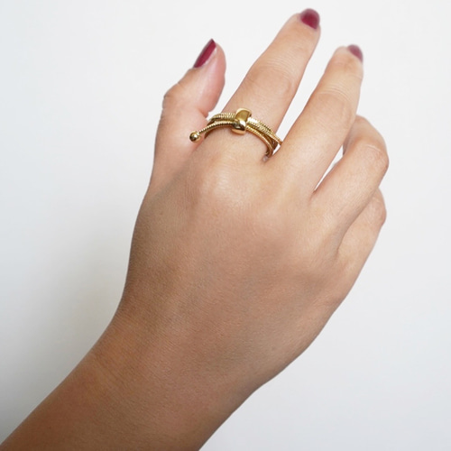 S459 フリーサイズ ゴールドチェーンデザインリング 人差し指リング  