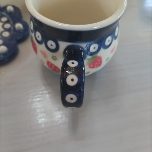 ポーリッシュポタリー/苺ピーコック（ポーリッシュマグ）／ポーランド