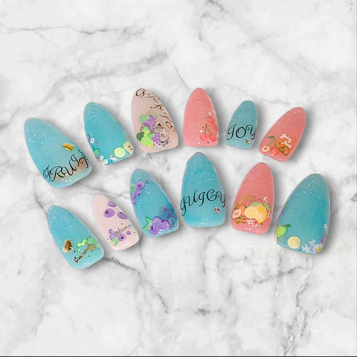 送料無料/匿名配送】【SALE】¥2500→¥1500フルーツネイル/英字ネイル