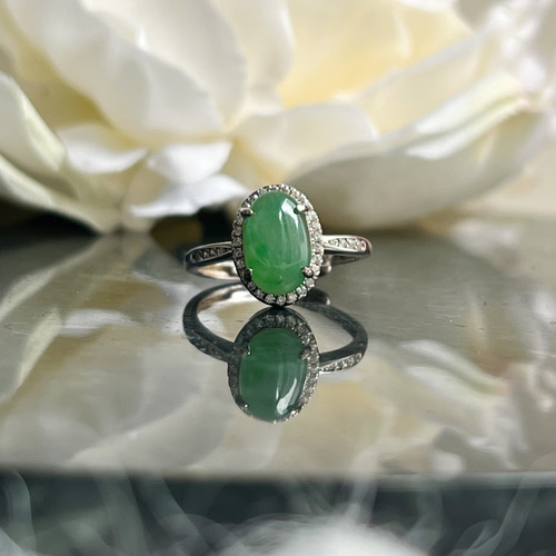 ライトジュエリー | 翡翠 翡翠リング | エッグフェイス シルバー