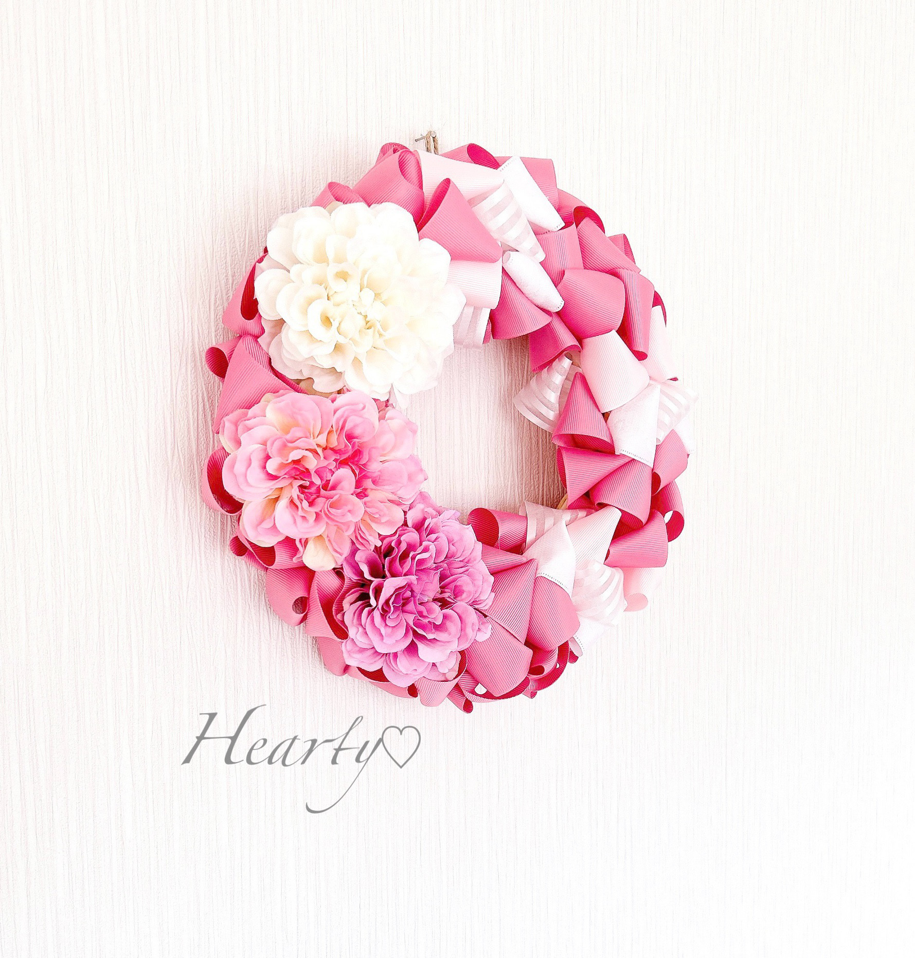 リボンリース（L）ピンク系