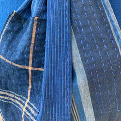 413 襤褸　ストール　古布　リメイク　藍染　藍染め　パッチワーク　刺し子　刺子　らんる　古裂　再構築 11枚目の画像