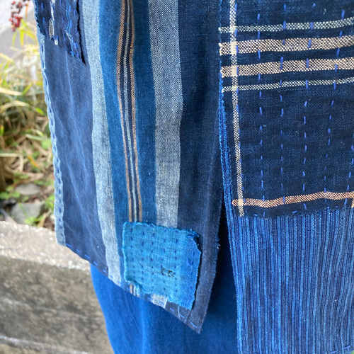 413 襤褸 ストール 古布 リメイク 藍染 藍染め パッチワーク 刺し子