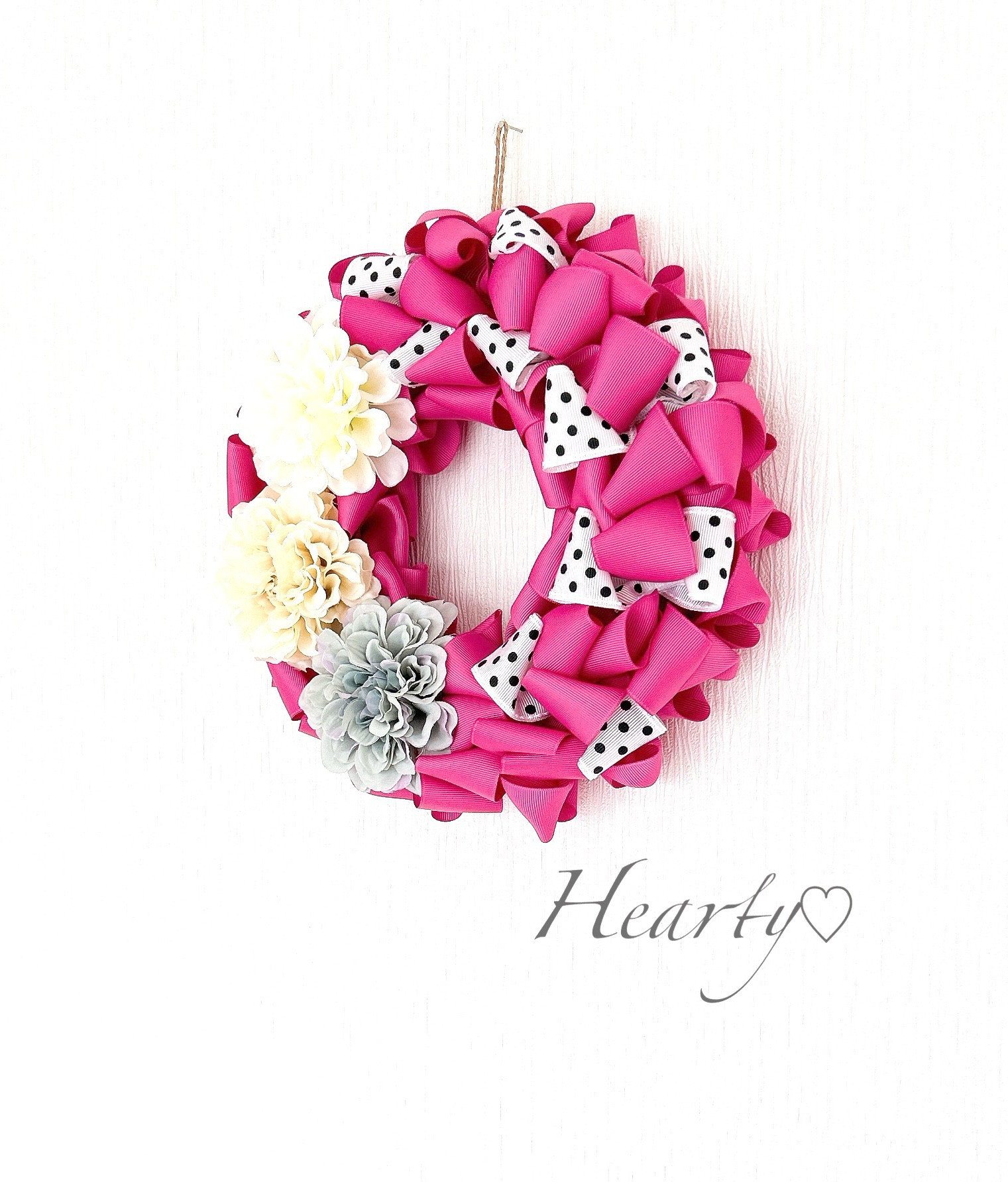 リボンリース（L）ピンク系