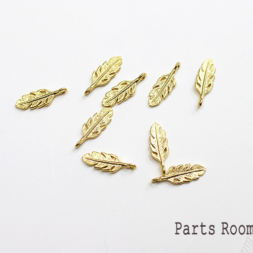 4個入】フェザーモチーフペンダント【ゴールド】-mt-4311 チャーム  