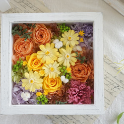 ビタミンカラーのフレームフラワー 開店祝い 新築祝い ～プリザーブド
