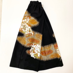 黒留袖着物リメイクウエストゴムロングスカート送料無料フリーサイズ1点物黒留袖着物リメイクロングスカートNO.1567 5枚目の画像