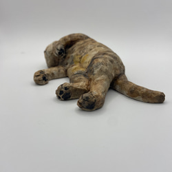 オーブン陶土の寝そべり猫 4枚目の画像