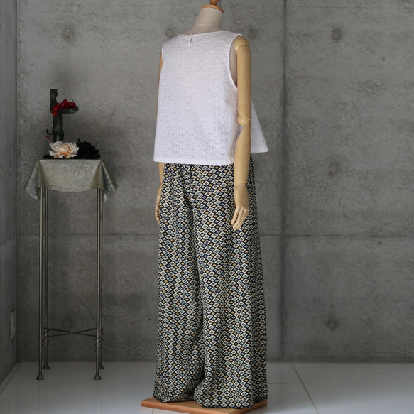 ロングスカート風のマキシパンツ　 フリーサイズ   　着物リメイク　 6枚目の画像