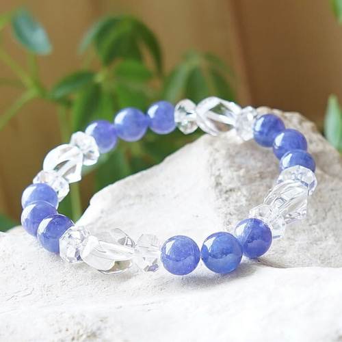 タンザナイト ブレスレットバイカラー AAAAA 9.5-10mm 鑑別書付き 12月