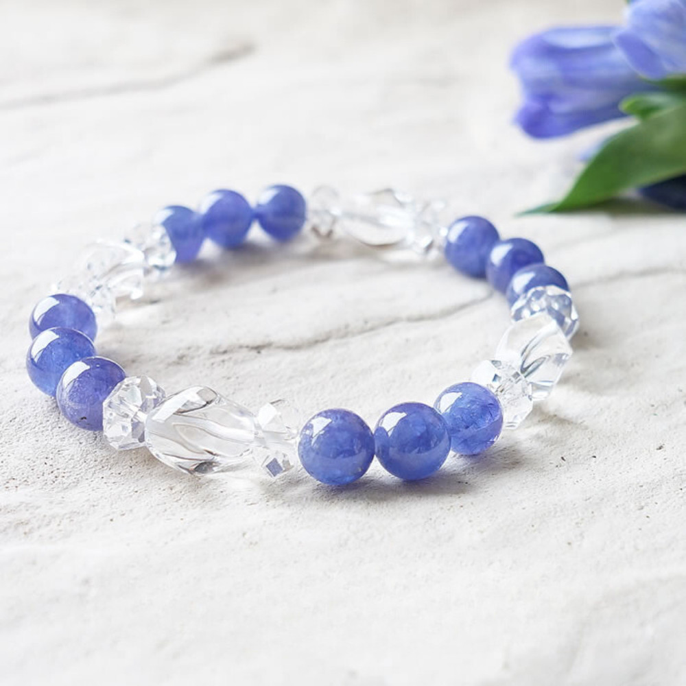 【より良い未来を築いていく】高品質(5A) タンザナイト ツイスト水晶 ブレスレット 天然石