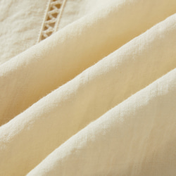 精緻階梯蕾絲設計V領亞麻襯衫 100%亞麻 淡黃色 240403-3 第10張的照片