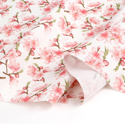 韓国製 花柄 桜柄 チェリーブロッサム 春の桜 生地 コットンリネン Linen Cherry Blossom 1枚目の画像
