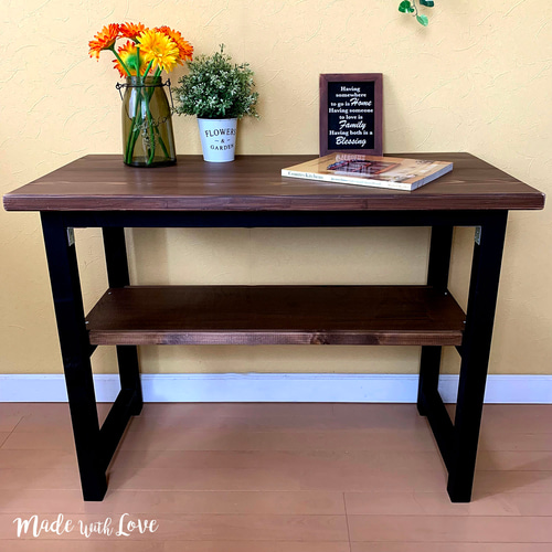 【2色の木製テーブル/棚付き】コンソール/店舗ディスプレイ/カフェ(組み立て式) 2色の木製テーブル/棚付き】コンソール/店舗ディスプレイ/カフェ