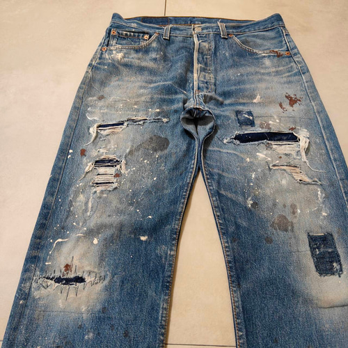 W33表記 リペアカスタム usa製 リーバイス 501 リメイクデニム