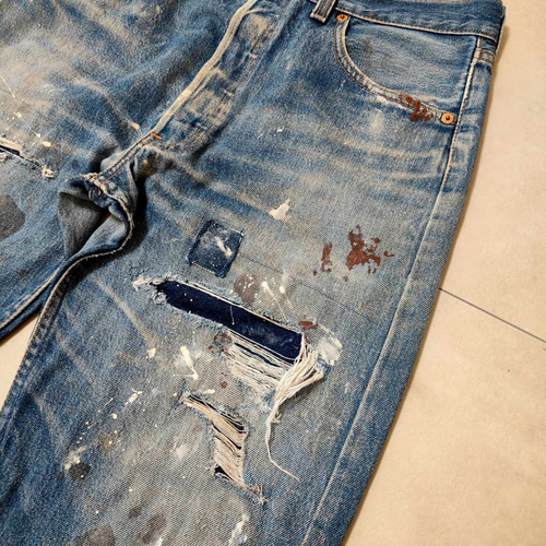 W33表記 リペアカスタム usa製 リーバイス 501 リメイクデニム