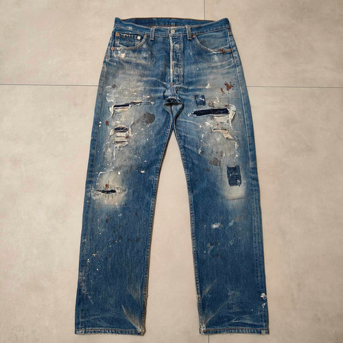 W33表記 リペアカスタム usa製 リーバイス 501 リメイクデニム