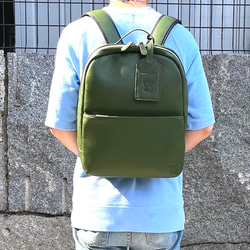 <50%OFFSALE> 毎日の通勤通学にピッタリな 牛革リュック（本革）GREEN 1枚目の画像
