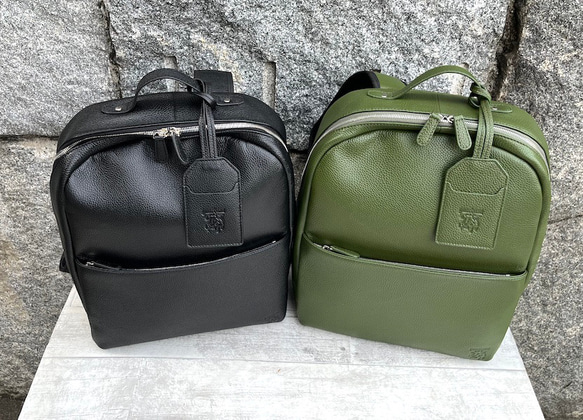 <50%OFFSALE> 毎日の通勤通学にピッタリな 牛革リュック（本革）GREEN 10枚目の画像