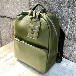 <50%OFFSALE> 毎日の通勤通学にピッタリな 牛革リュック（本革）GREEN 7枚目の画像
