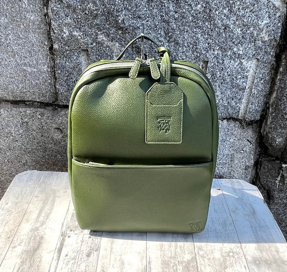 <50%OFFSALE> 毎日の通勤通学にピッタリな 牛革リュック（本革）GREEN 5枚目の画像