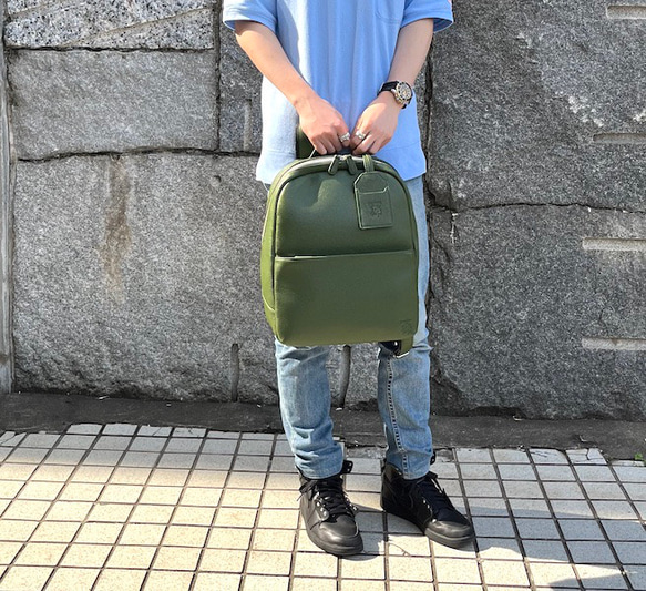<50%OFFSALE> 毎日の通勤通学にピッタリな 牛革リュック（本革）GREEN 4枚目の画像