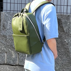 <50%OFFSALE> 毎日の通勤通学にピッタリな 牛革リュック（本革）GREEN 3枚目の画像